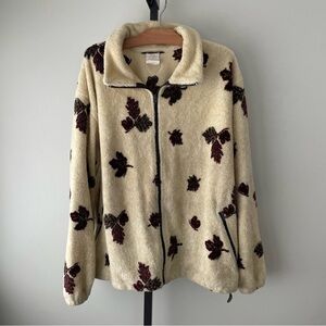 Vintage Nanuk Canadian Polar Fleece Full Zip Leaf Print Jacket Women’s XL
